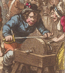 Irishman sharpening his sword